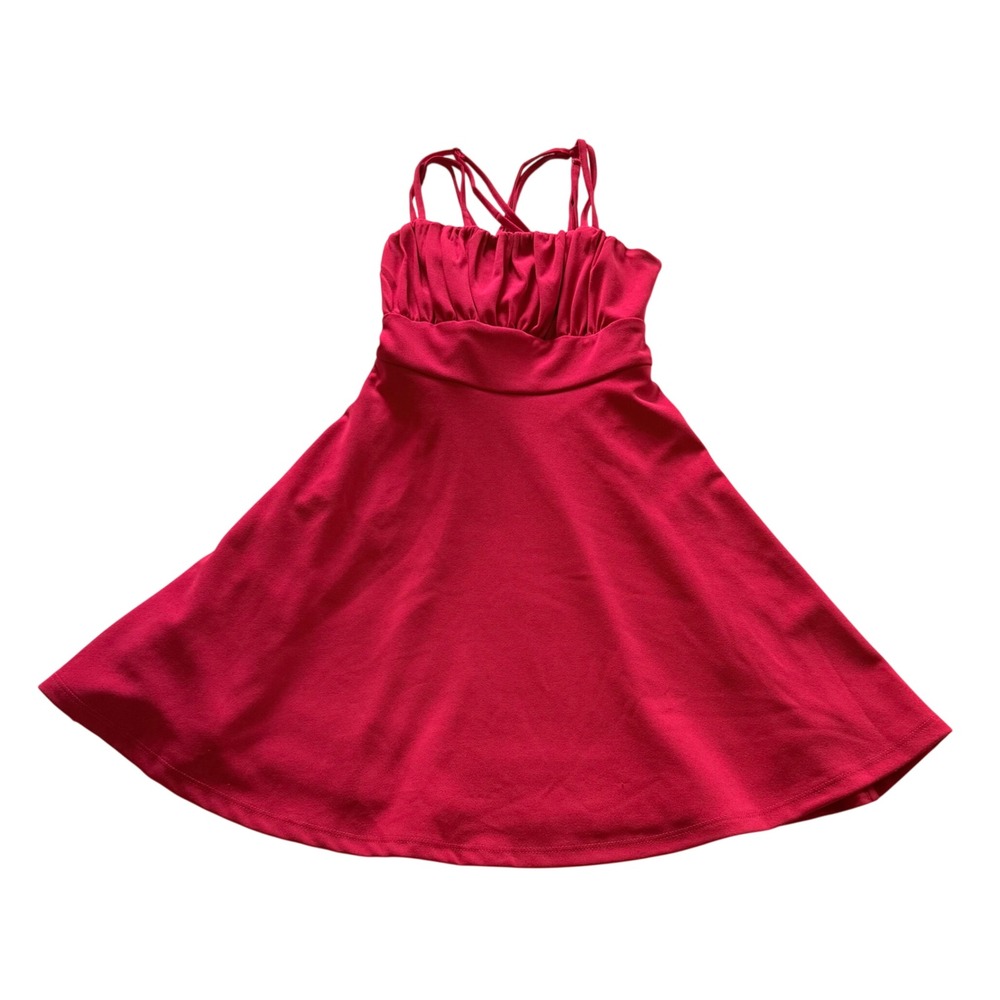 Mi Ami for Francesca's Red Fit and Flare Skater Mini Dress Triple Strap Women XS